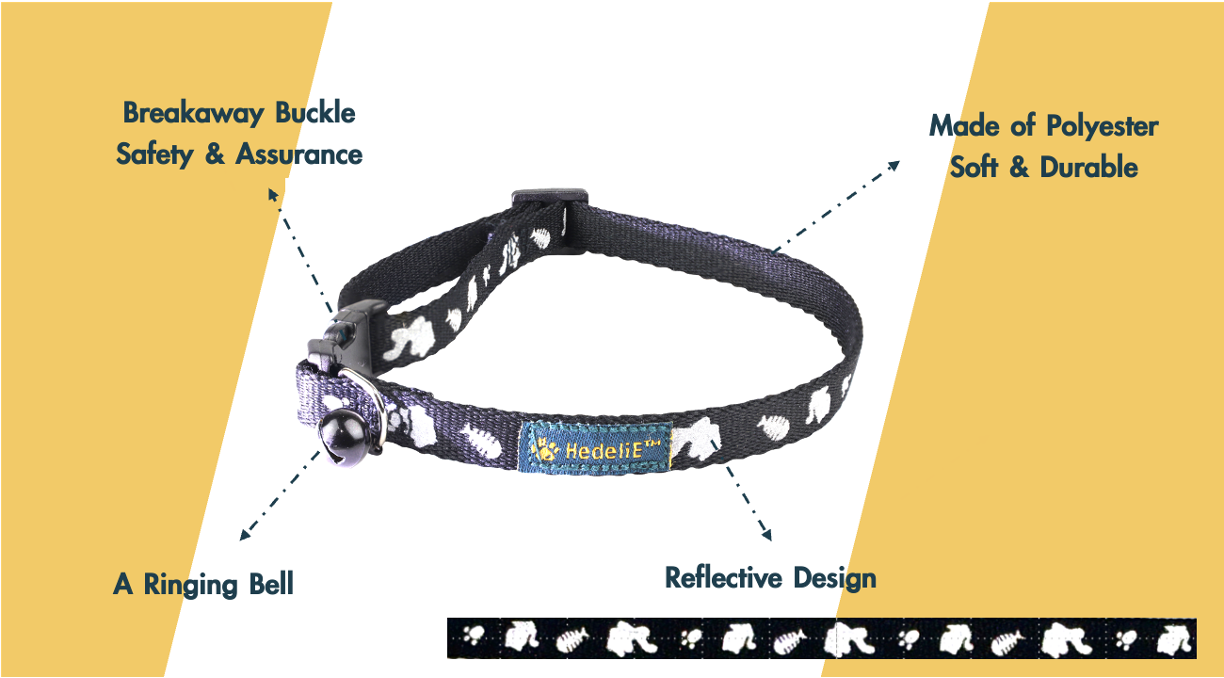 Reflective Breawaway Cat Collar with Bell HedeliE