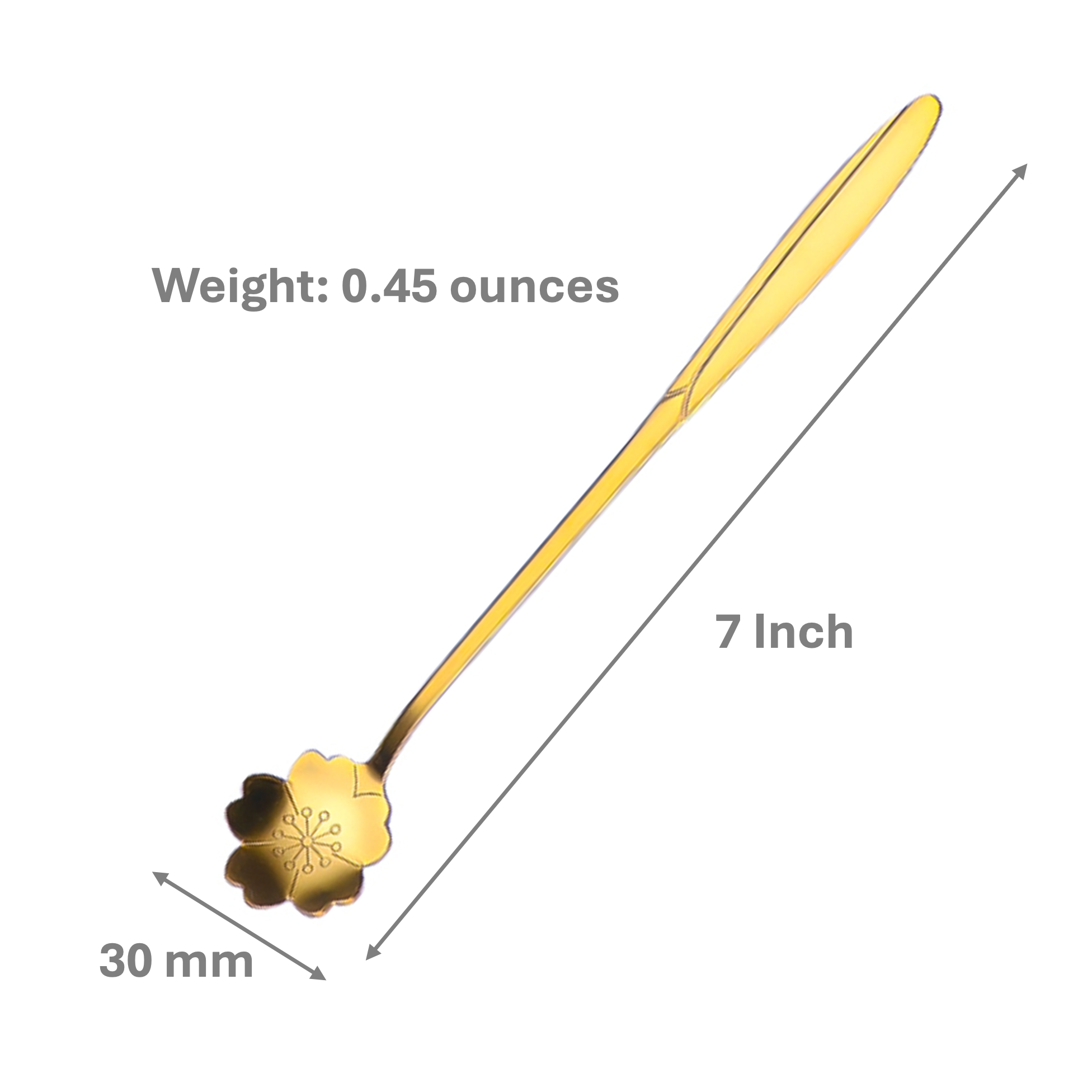 Sakura Flower Tea Spoons 7 Inches- Gold (2 Pack) HedeliE